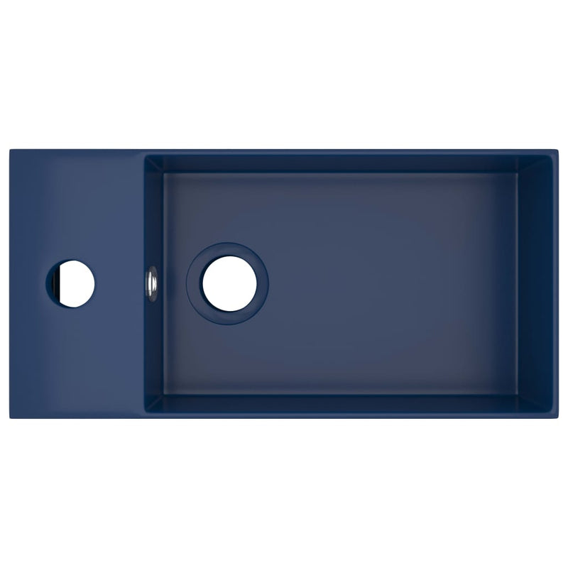 Load image into Gallery viewer, Vidaxl wastafel met overloop keramiek donkerblauw
