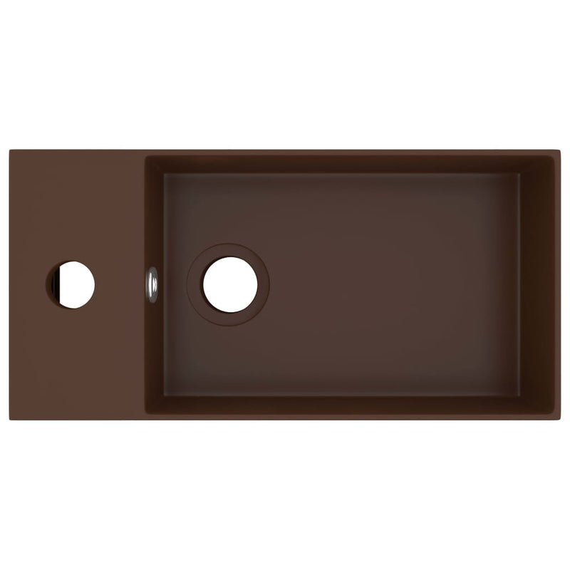 Load image into Gallery viewer, Vidaxl wastafel met overloop keramiek donkerbruin
