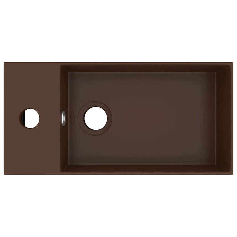 ギャラリービューアに画像をロードする, Vidaxl wastafel met overloop keramiek donkerbruin
