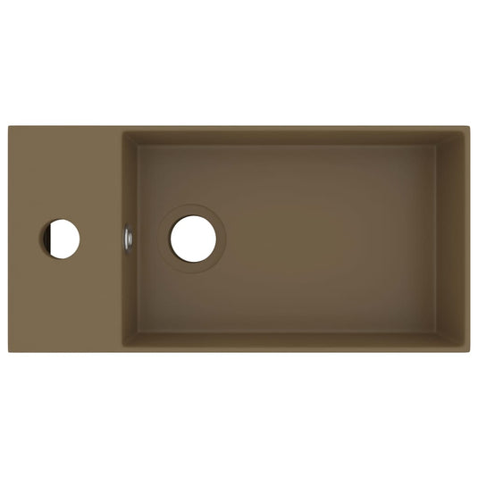 Vidaxl wastafel met overloop keramiek matcrème