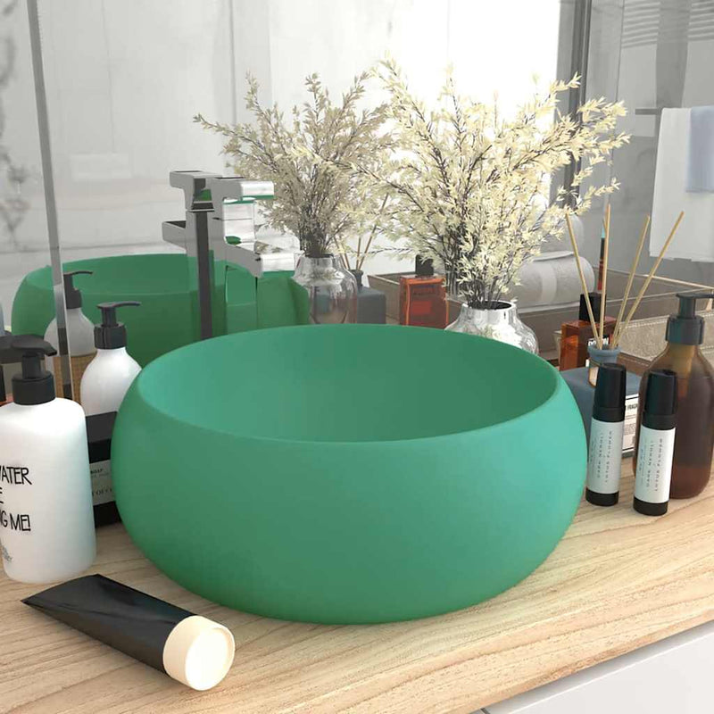 Load image into Gallery viewer, Vidaxl wastafel rond 40x15 cm keramiek mat lichtgroen
