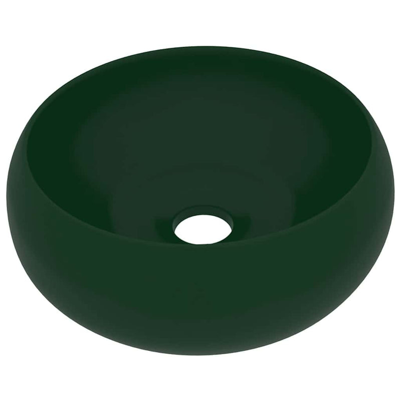 Load image into Gallery viewer, Vidaxl wastafel rond 40x15 cm keramiek mat donkergroen

