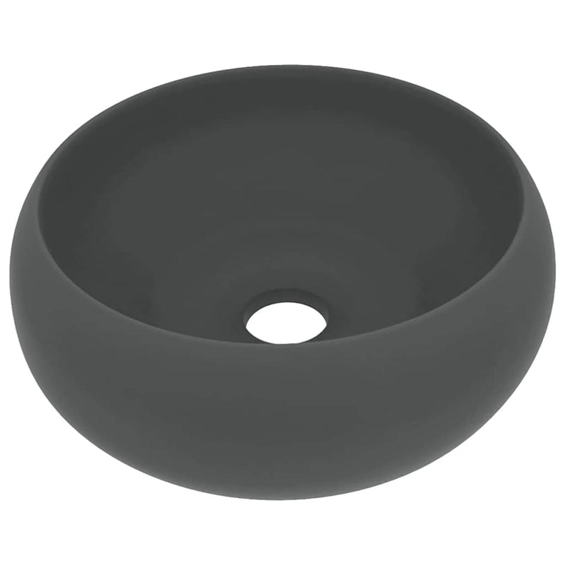 Load image into Gallery viewer, Vidaxl wastafel rond 40x15 cm keramiek mat donkergrijs
