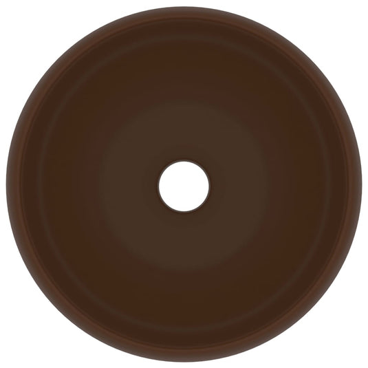 Vidaxl wastafel rond 40x15 cm keramiek mat donkerbruin