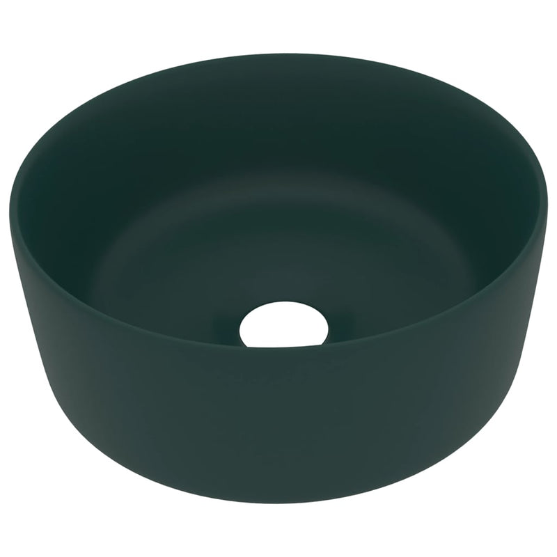 Load image into Gallery viewer, Vidaxl wastafel rond 40x15 cm keramiek mat donkergroen
