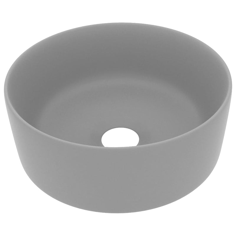 Load image into Gallery viewer, Vidaxl wastafel rond 40x15 cm keramiek mat lichtgrijs
