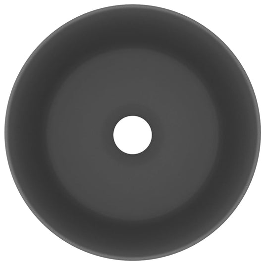 Vidaxl wastafel rond 40x15 cm keramiek mat donkergrijs
