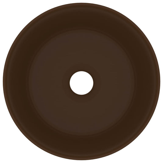 Vidaxl wastafel rond 40x15 cm keramiek mat donkerbruin