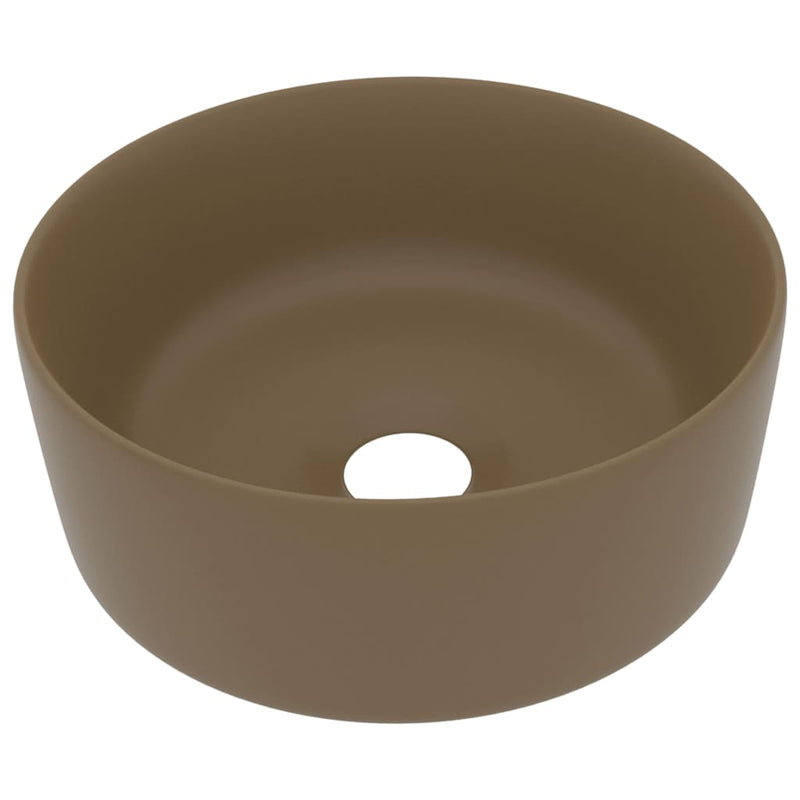 Load image into Gallery viewer, Vidaxl wastafel rond 40x15 cm keramiek matcrème
