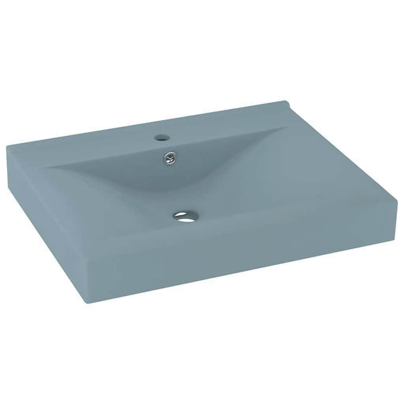 Load image into Gallery viewer, Vidaxl wastafel met kraangat 60x46 cm keramiek mat lichtblauw
