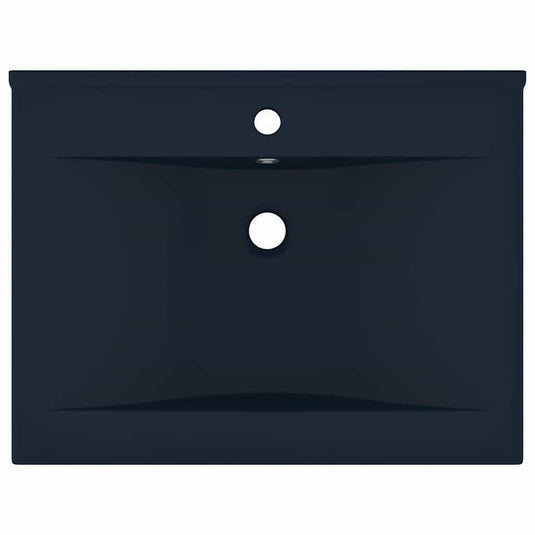 Vidaxl wastafel met kraangat 60x46 cm keramiek mat donkerblauw