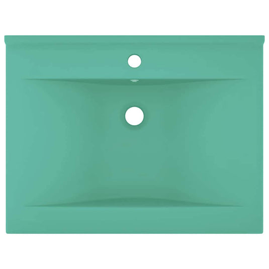 VidaXL Wastafel met kraangat 60x46 cm keramiek mat lichtgroen