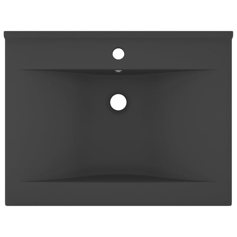 Laden Sie das Bild in Galerie -Viewer, Vidaxl wastafel met kraangat 60x46 cm keramiek mat donkergrijs
