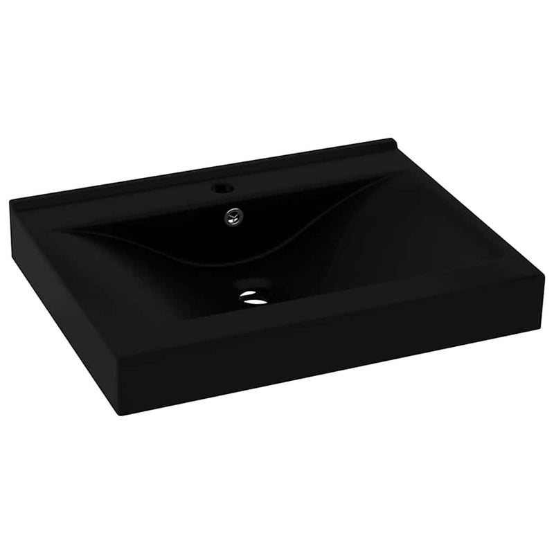 Load image into Gallery viewer, Vidaxl wastafel met kraangat 60x46 cm keramiek matzwart
