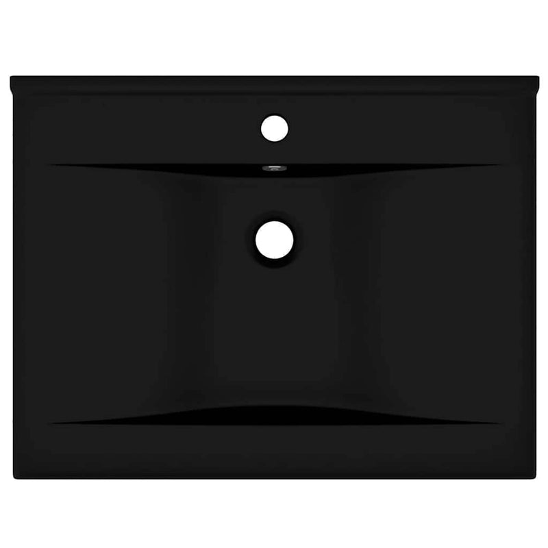 Load image into Gallery viewer, Vidaxl wastafel met kraangat 60x46 cm keramiek matzwart
