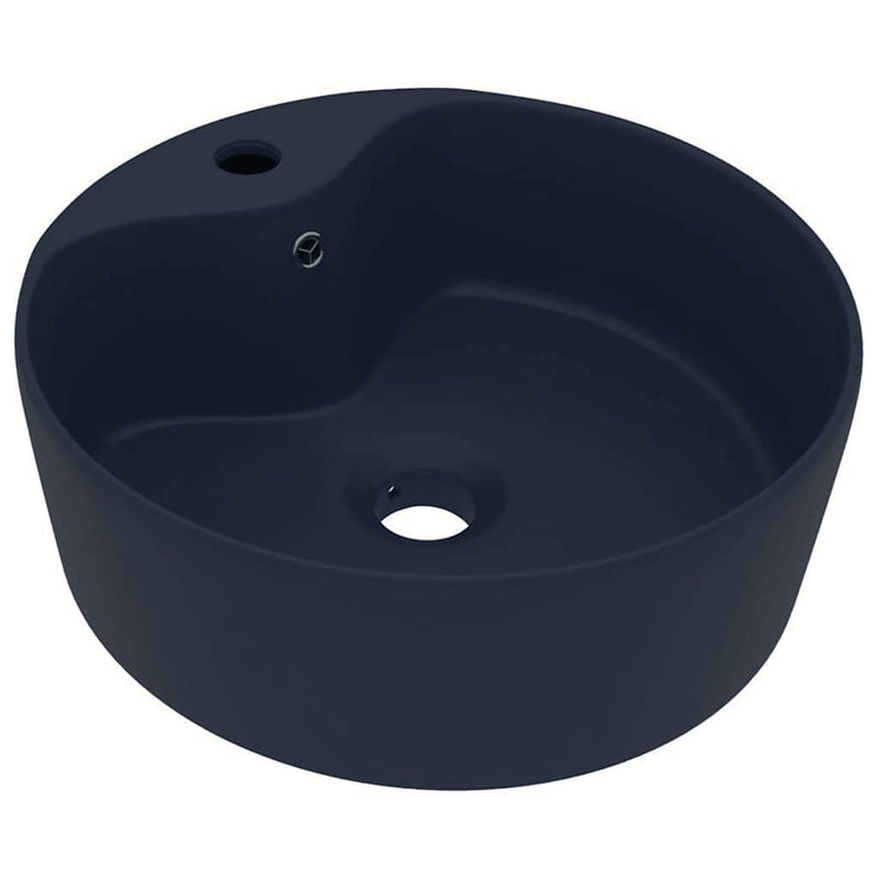 Load image into Gallery viewer, Vidaxl wastafel met overloop 36x13 cm keramiek mat donkerblauw
