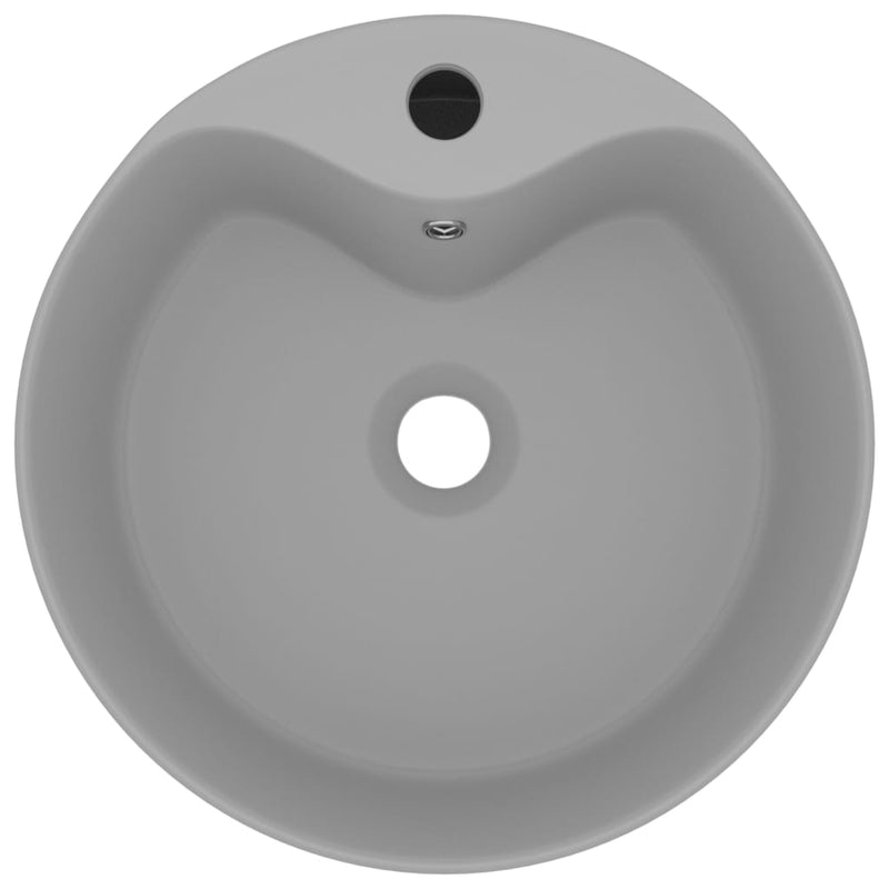 Load image into Gallery viewer, Vidaxl wastafel met overloop 36x13 cm keramiek mat lichtgrijs
