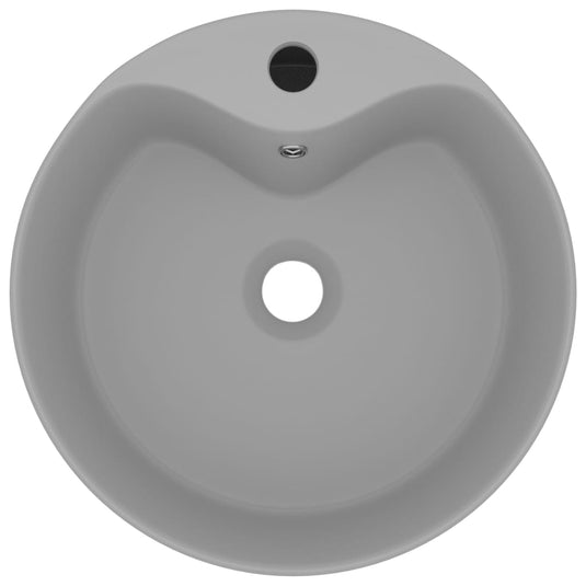 Vidaxl wastafel met overloop 36x13 cm keramiek mat lichtgrijs