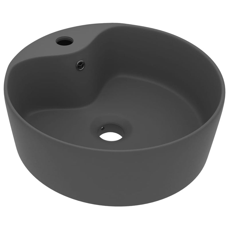 Load image into Gallery viewer, Vidaxl wastafel met overloop 36x13 cm keramiek mat donkergrijs
