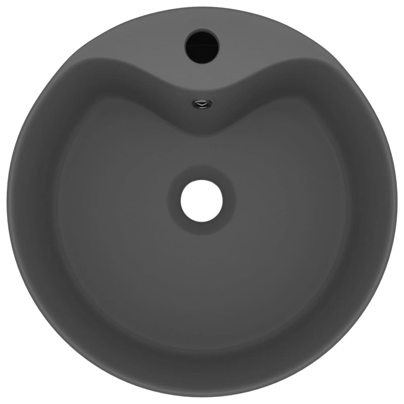 Load image into Gallery viewer, Vidaxl wastafel met overloop 36x13 cm keramiek mat donkergrijs
