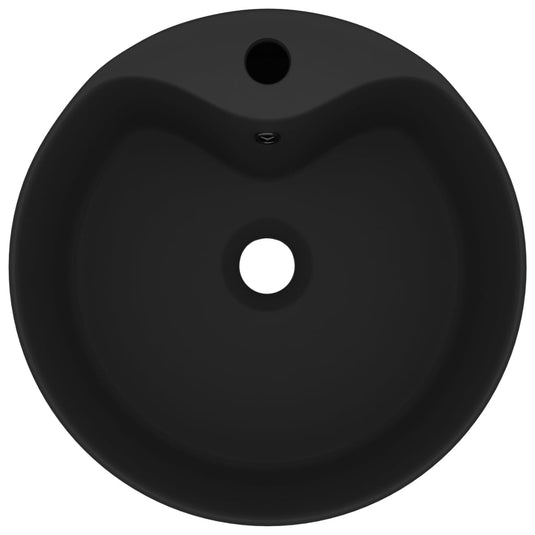 Vidaxl wastafel met overloop 36x13 cm keramiek matzwart