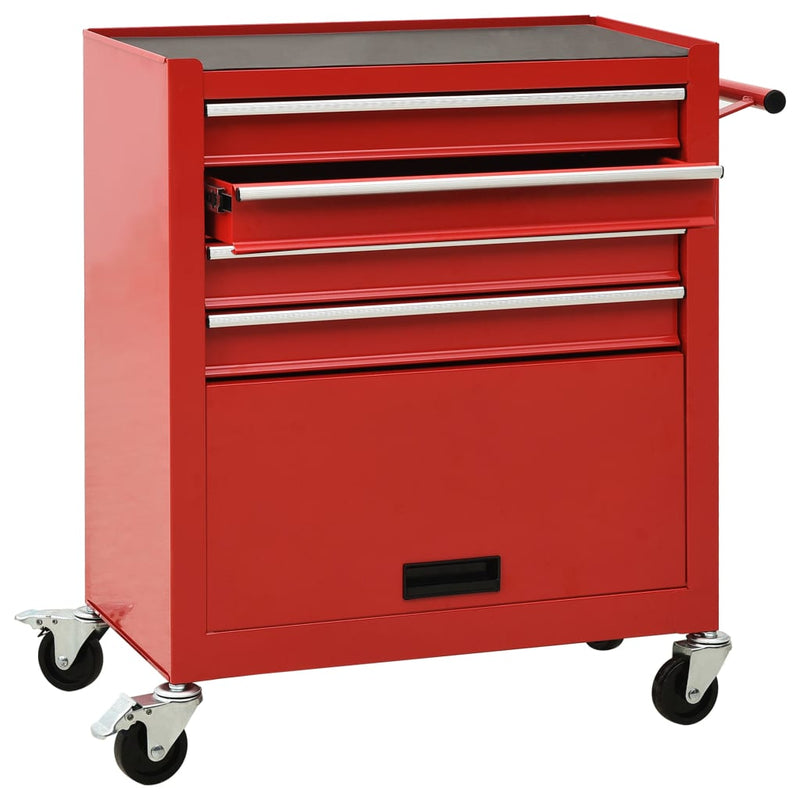 Load image into Gallery viewer, VidaXL Gereedschapswagen met 4 lades staal rood
