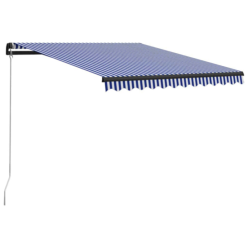 Load image into Gallery viewer, Vidaxl luifel handmatig uittrekbaar met led 300x250 cm blauw en wit
