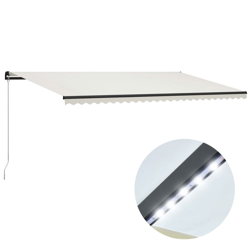 Load image into Gallery viewer, VidaXL Luifel handmatig uittrekbaar met LED 600x300 cm crème
