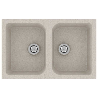 Vidaxl keukenwasbak beige 76 x 48 x 30 cm kwarts en hars