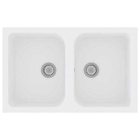 Vidaxl keukenwasbak wit 76 x 48 x 30 cm kwarts en hars