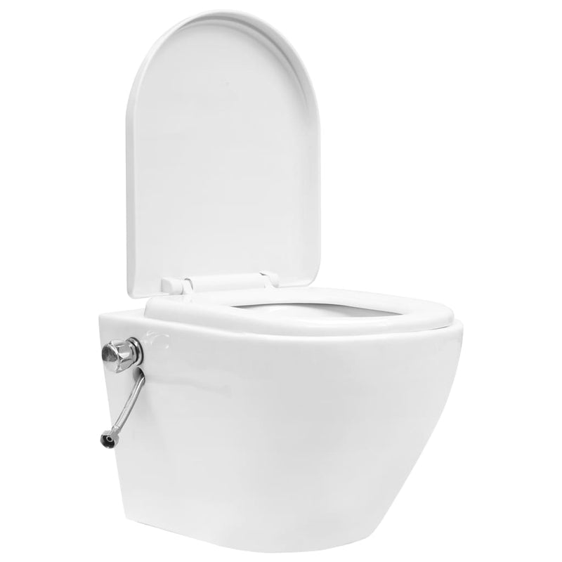 Load image into Gallery viewer, VidaXL Hangend toilet randloos met verborgen stortbak keramiek wit
