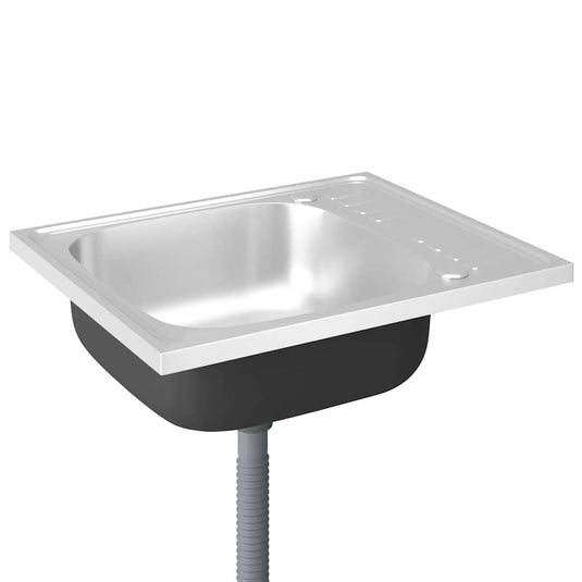 Vidaxl gootsteen met afvoerset 600x500x155 mm roestvrij staal zilver