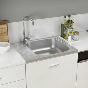 Vidaxl gootsteen met afvoerset 600x500x155 mm roestvrij staal zilver