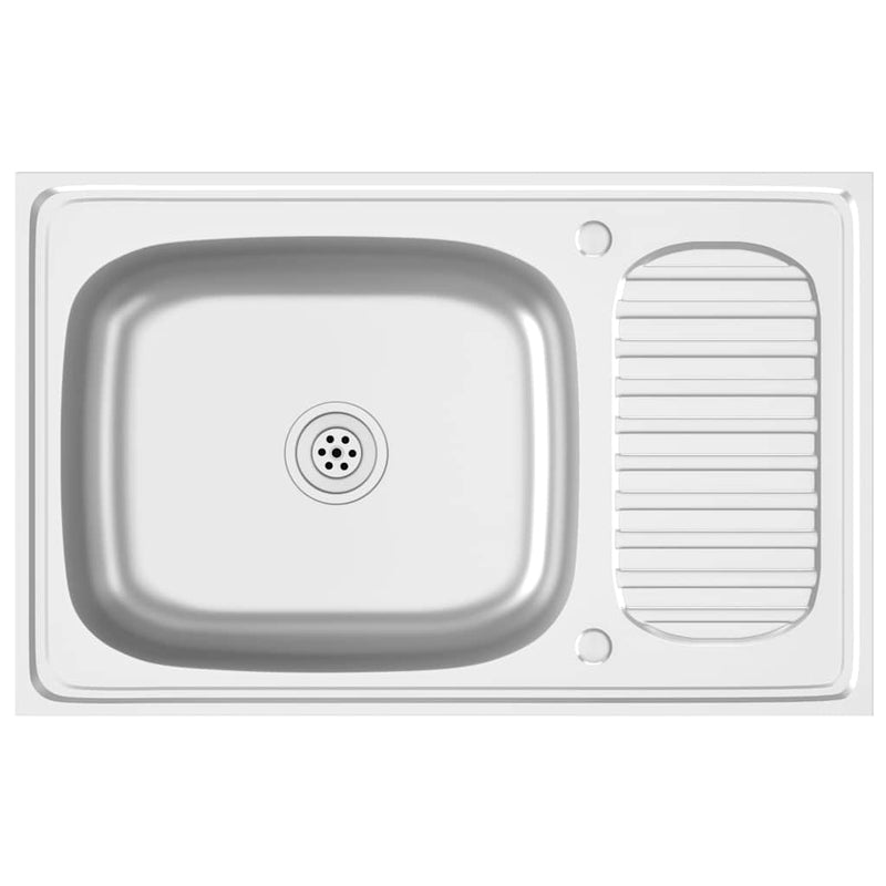 Load image into Gallery viewer, Vidaxl gootsteen met afvoerset 800x500x155 mm roestvrij staal zilver
