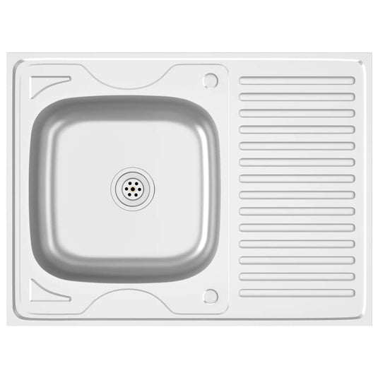 Vidaxl gootsteen met afvoerset 800x600x155 mm roestvrij staal zilver