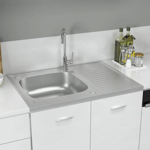 Vidaxl gootsteen met afvoerset 800x600x155 mm roestvrij staal zilver