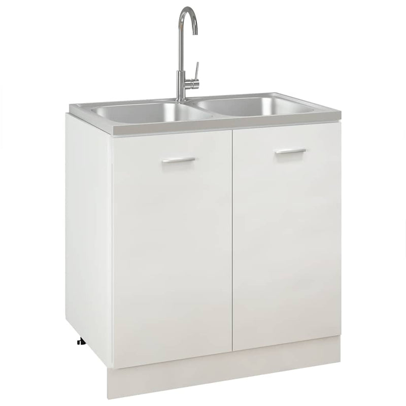 Load image into Gallery viewer, Vidaxl gootsteen dubbele bakken 800x500x155 mm roestvrij staal zilver

