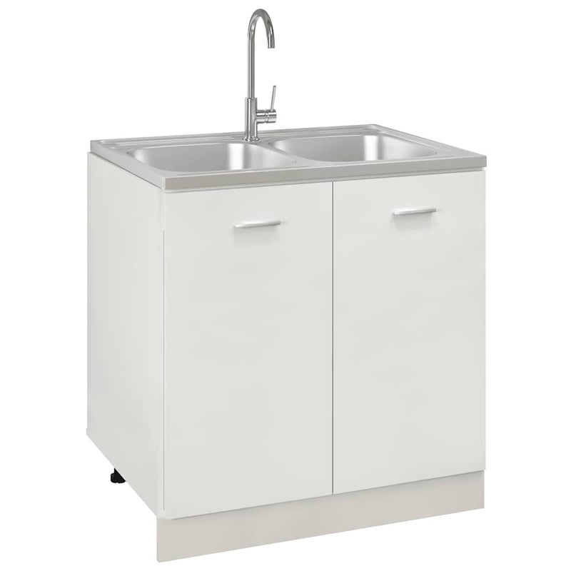 Load image into Gallery viewer, Vidaxl gootsteen met dubbele bak 800x600x155 mm roestvrij staal zilver

