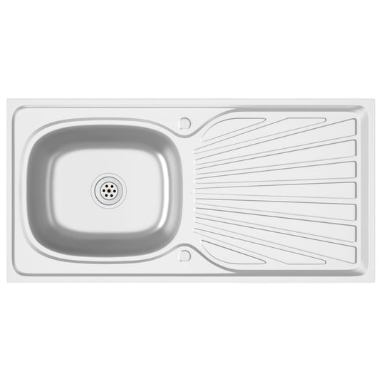 VidaXL Gootsteen met afvoerset 1000x500x155 mm roestvrij staal zilver