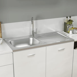 VidaXL Gootsteen met afvoerset 1000x500x155 mm roestvrij staal zilver