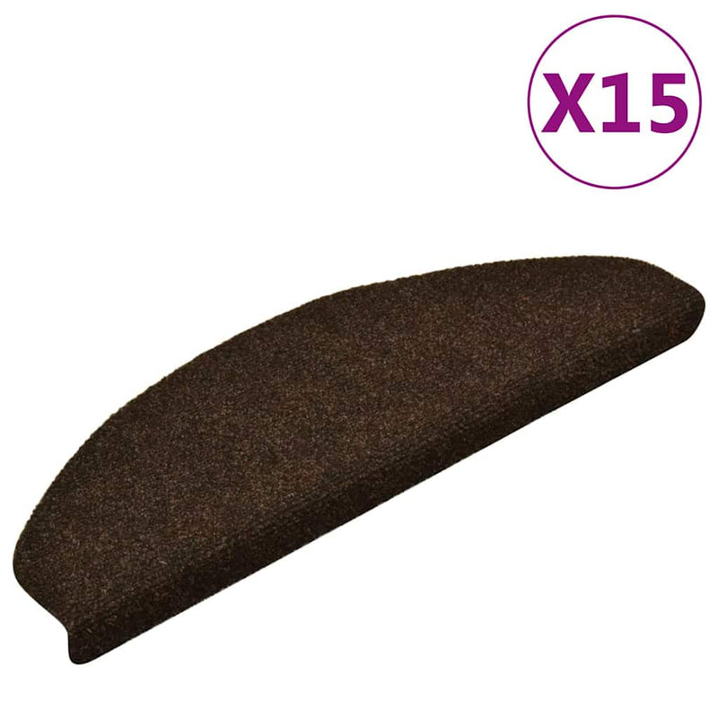 Load image into Gallery viewer, Vidaxl trapmatten zelfklevend 15 stuks 65x21x4 cm bruin halfrond groot
