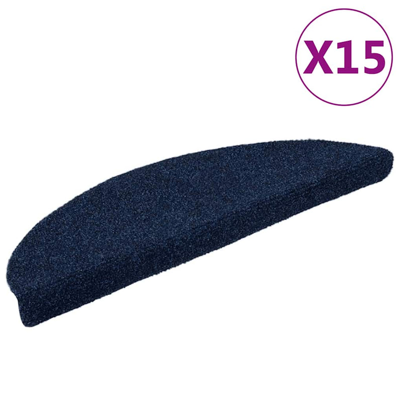 Load image into Gallery viewer, Vidaxl trapmatten zelfklevend 15 stuks 56x17x3 cm marineblauw halfrond
