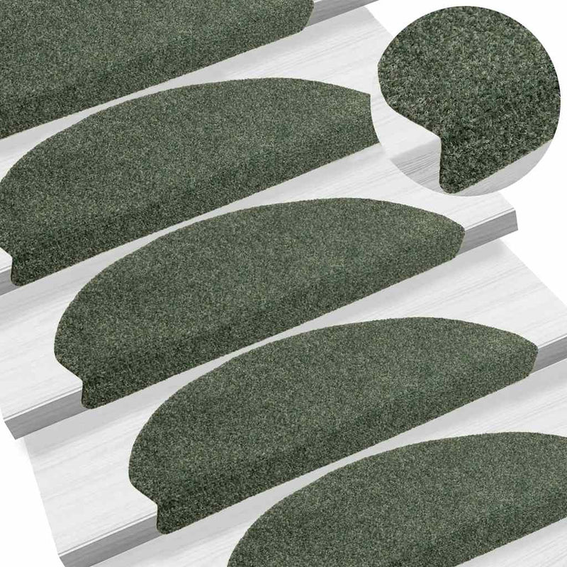 Load image into Gallery viewer, Vidaxl trapmatten zelfklevend 15 stuks 65x21x4 cm groen halfrond groot
