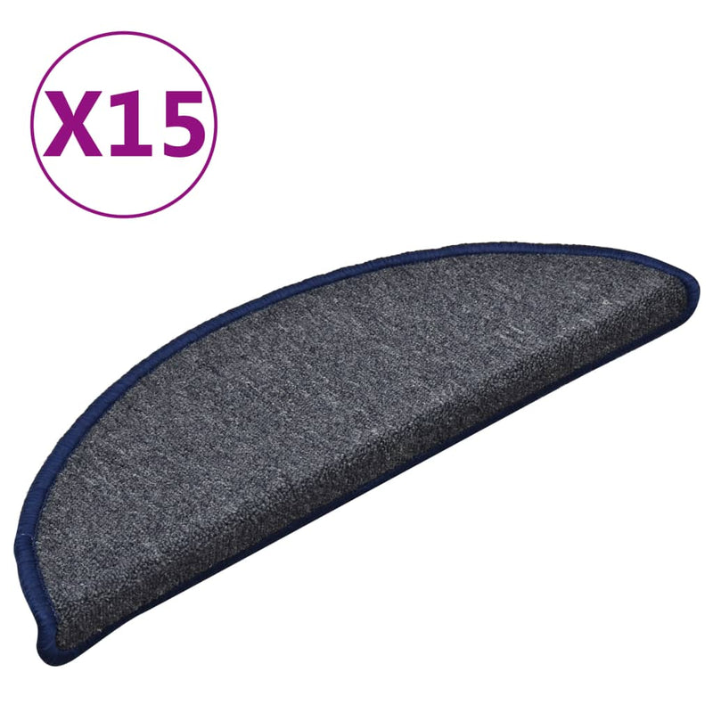 Load image into Gallery viewer, Vidaxl trapmatten 15 st 56x17x3 cm donkergrijs en blauw halfrond
