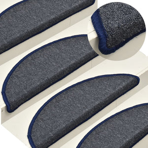 Vidaxl trapmatten 15 st 56x17x3 cm donkergrijs en blauw halfrond