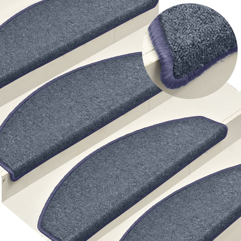 Load image into Gallery viewer, Vidaxl trapmatten 15 st 65x24x4 cm donkergrijs en blauw halfrond groot

