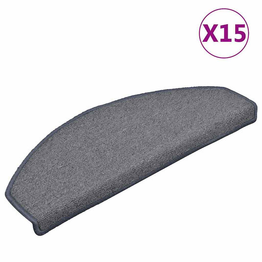 Vidaxl trapmatten 15 st 65x24x4 cm lichtgrijs en blauw halfrond groot