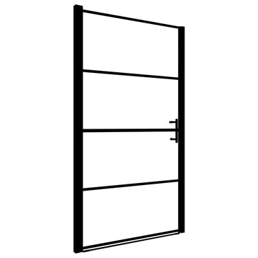 Vidaxl douchedeur mat 91x195 cm gehard glas zwart