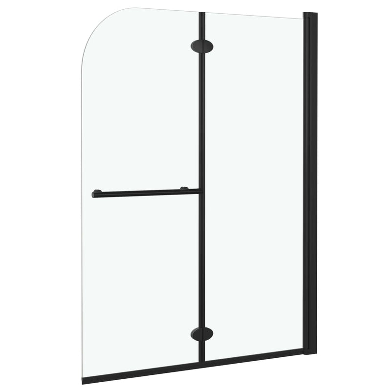 Afbeelding laden in galerijviewer, Vidaxl douchewand inklapbaar 2 panelen 95x140 cm esg zwart
