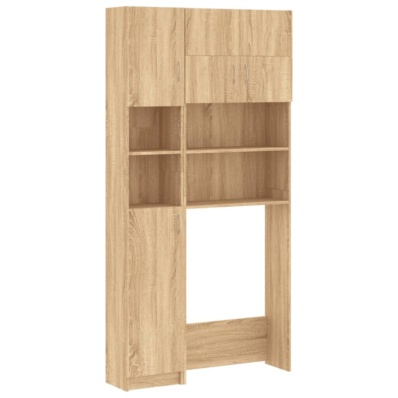 Load image into Gallery viewer, VidaXL Wasmachinekastenset bewerkt hout sonoma eikenkleurig
